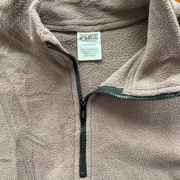 VS PINK mauve Fleece 1/4 Zip Up Sweater mock neck women’s large - Picture 5 of 11